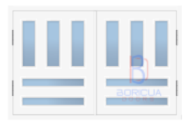 Ventanas de Seguridad con cinco hojas de cristal tres verticales y 2 horizontales