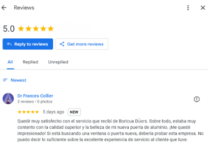 Un review positivo de unos de nuestros clientes satisfechos